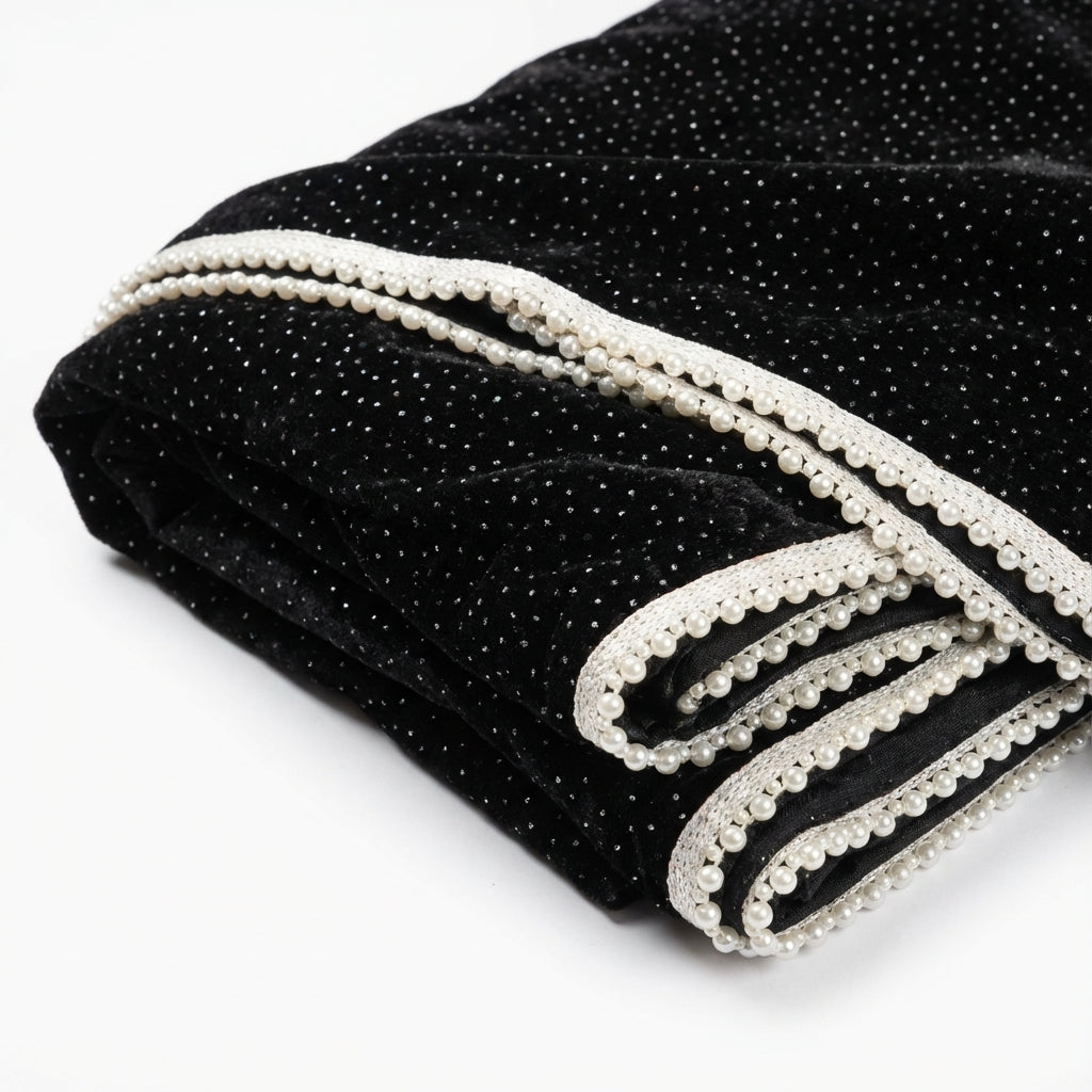 Black Sparkle Velvet Dupatta 2.25 Meter – Premium Soft Velvet Festive Dupatta