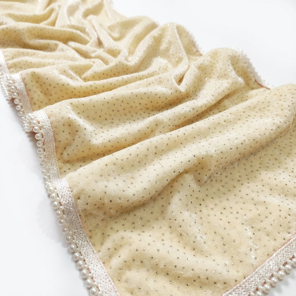 Cream Sparkle Velvet Dupatta 2.25 Meter – Premium Soft Velvet Festive Dupatta