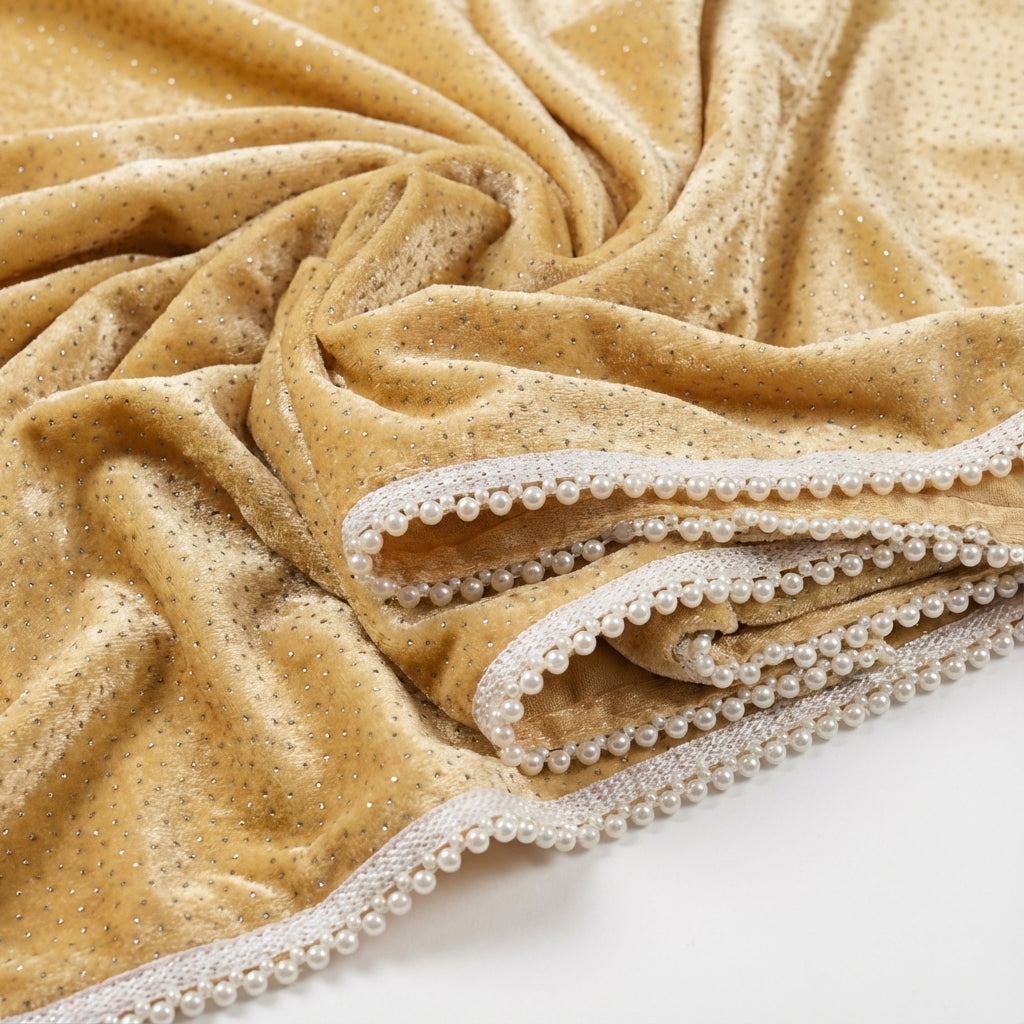Gold Sparkle Velvet Dupatta 2.25 Meter – Premium Soft Velvet Festive Dupatta