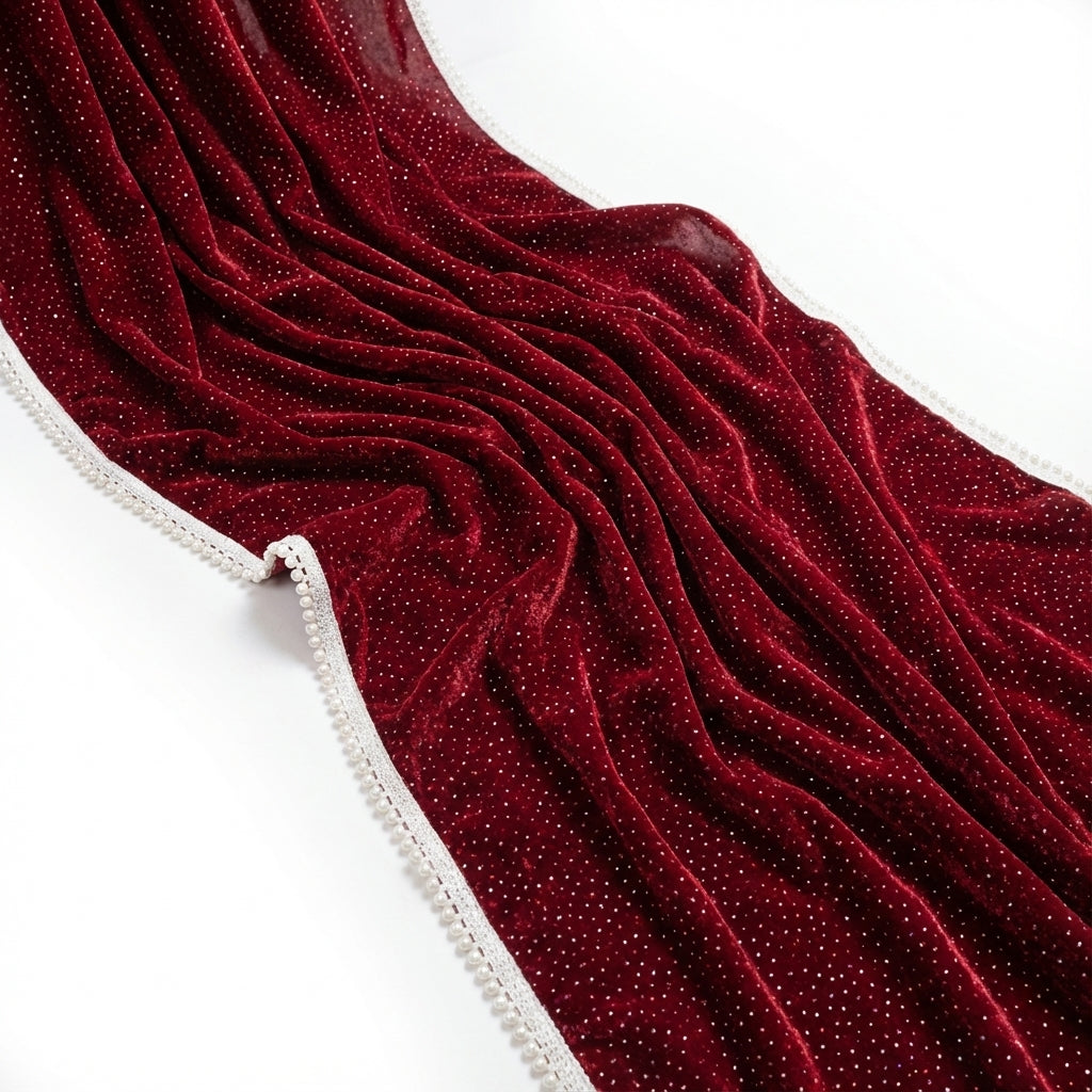 Maroon Sparkle Velvet Dupatta 2.25 Meter – Premium Soft Velvet Festive Dupatta