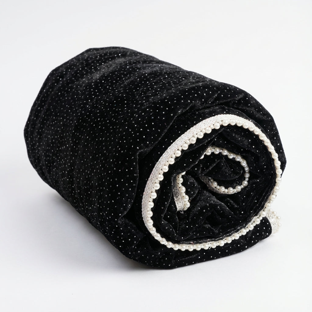 Black Sparkle Velvet Dupatta 2.25 Meter – Premium Soft Velvet Festive Dupatta