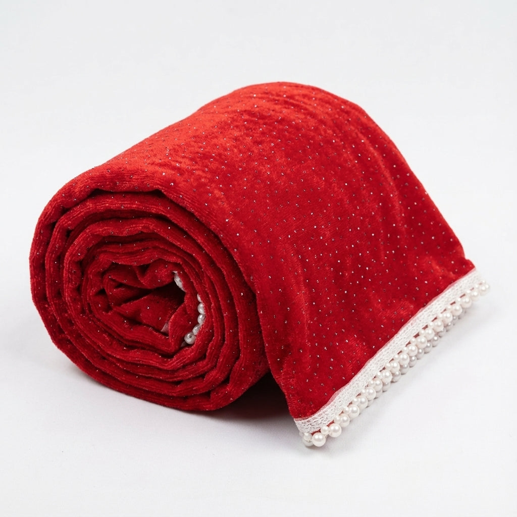 Red Sparkle Velvet Dupatta 2.25 Meter – Premium Soft Velvet Festive Dupatta
