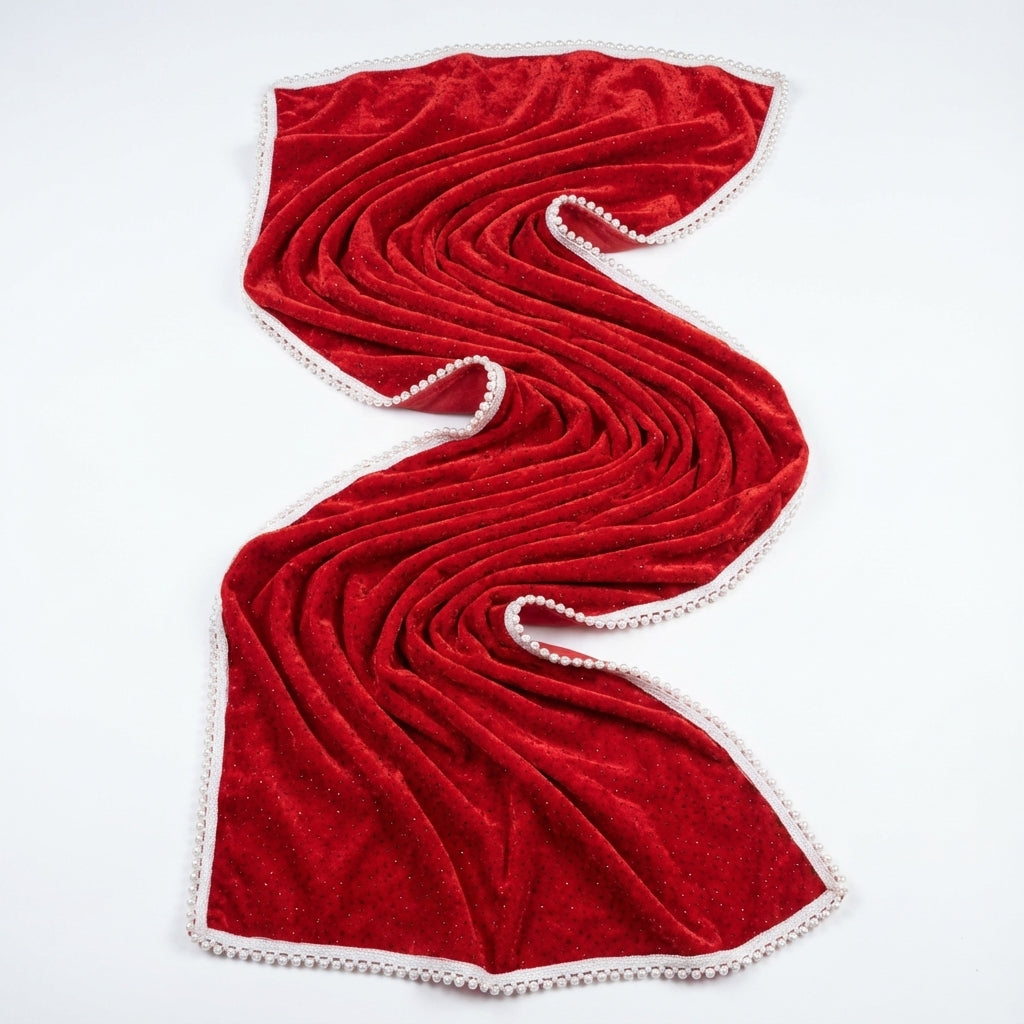 Red Sparkle Velvet Dupatta 2.25 Meter – Premium Soft Velvet Festive Dupatta