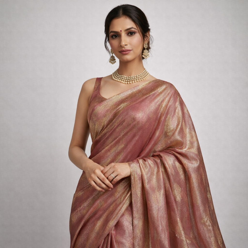 Rosewood Brown Fandi Fabric – Soft Lightweight Plain Fabric for Kurti, Gown & Designer Dresses