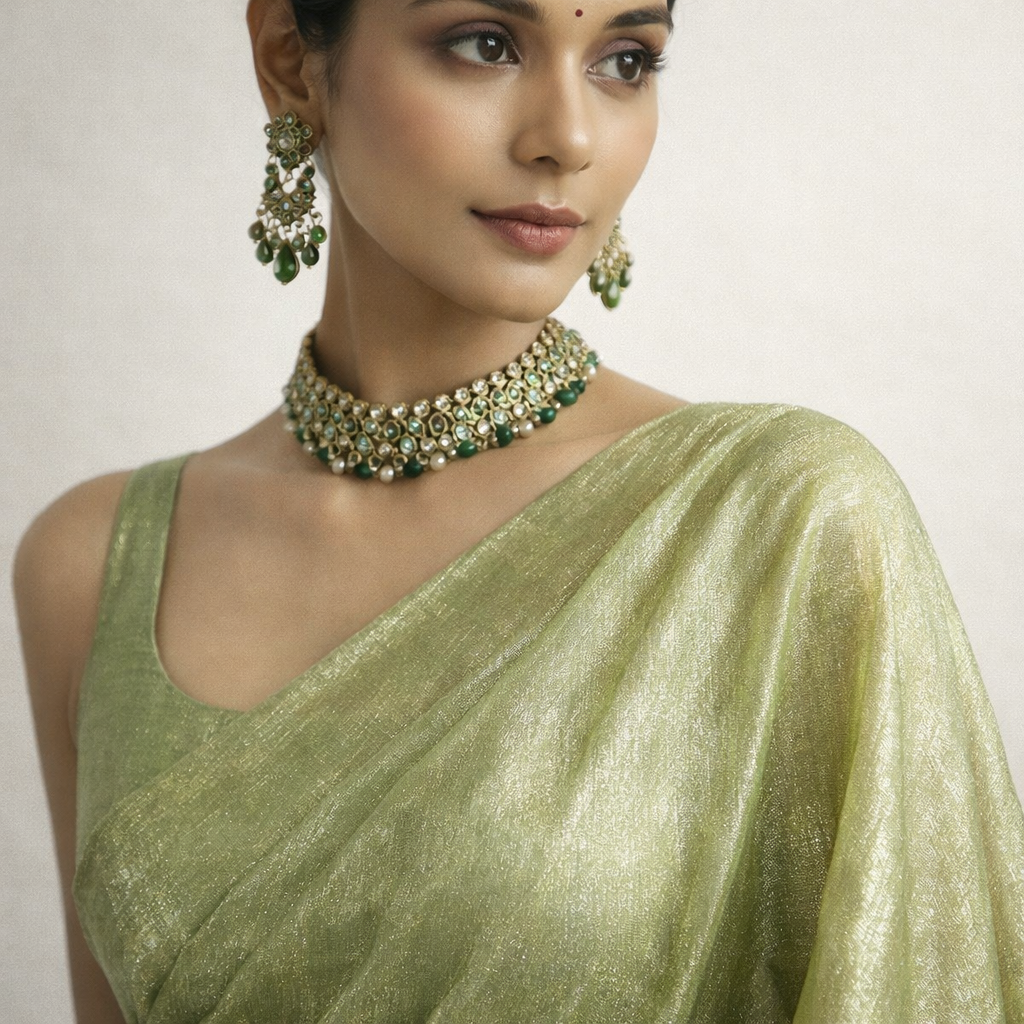 Olive Green Fandi Fabric – Soft Lightweight Plain Fabric for Kurti, Gown & Designer Dresses