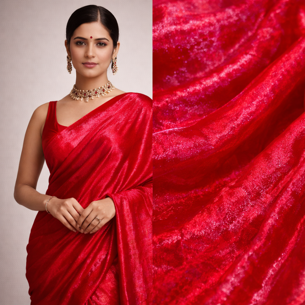 Red Fandi Fabric – Soft Lightweight Plain Fabric for Kurti, Gown & Designer Dresses