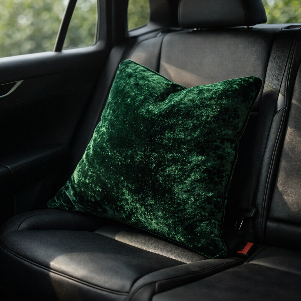 Elegant Green Velvet Cushion for Sofa & Living Room Decor