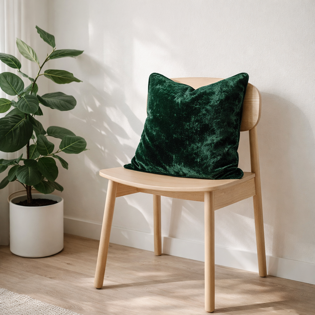 Elegant Green Velvet Cushion for Sofa & Living Room Decor