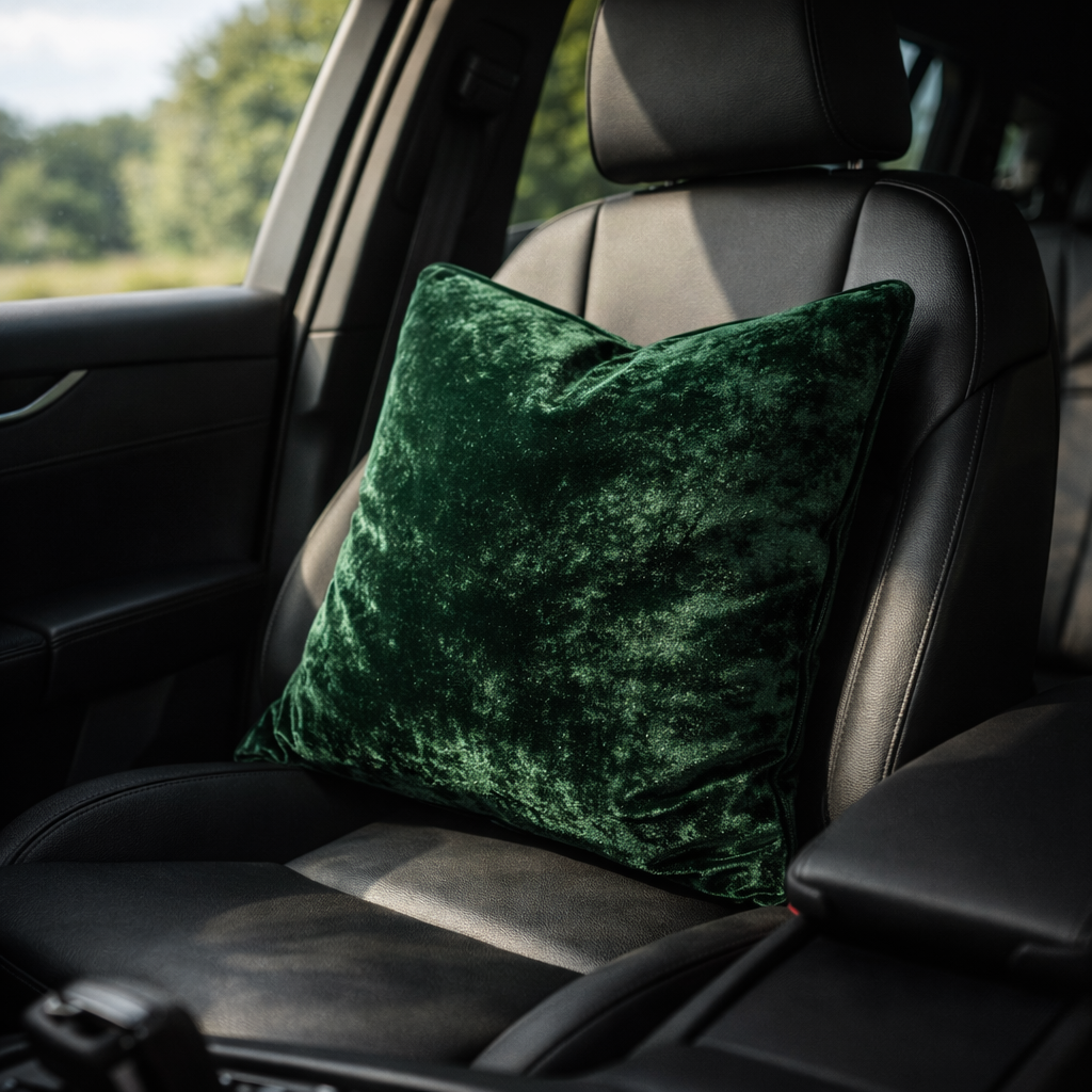 Elegant Green Velvet Cushion for Sofa & Living Room Decor