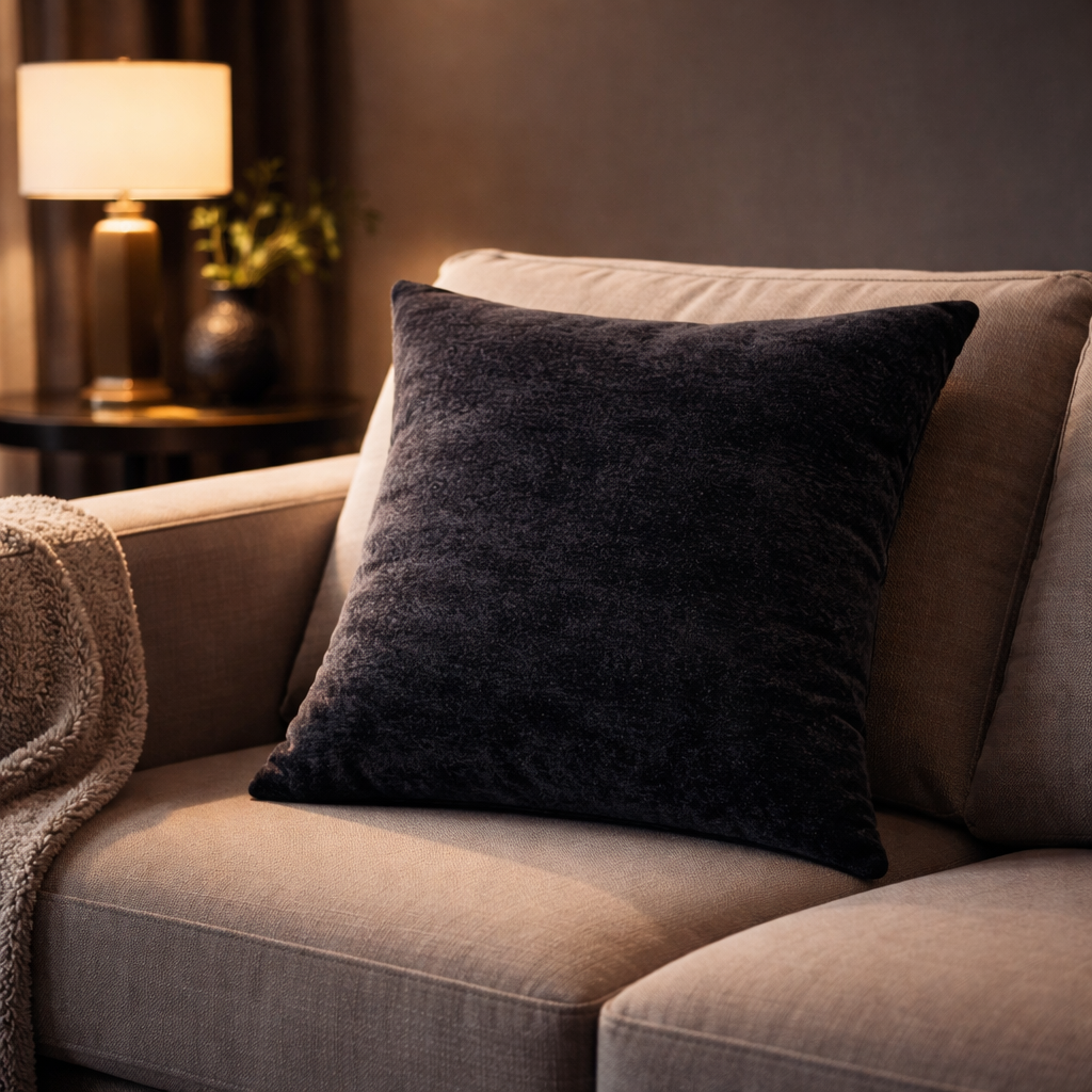 Elegant Grey Velvet Cushion for Sofa & Living Room Decor