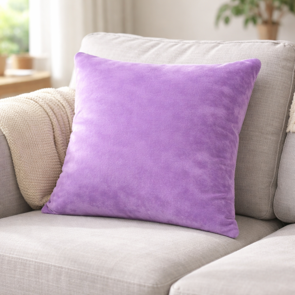 Elegant Lavender Velvet Cushion for Sofa & Living Room Decor
