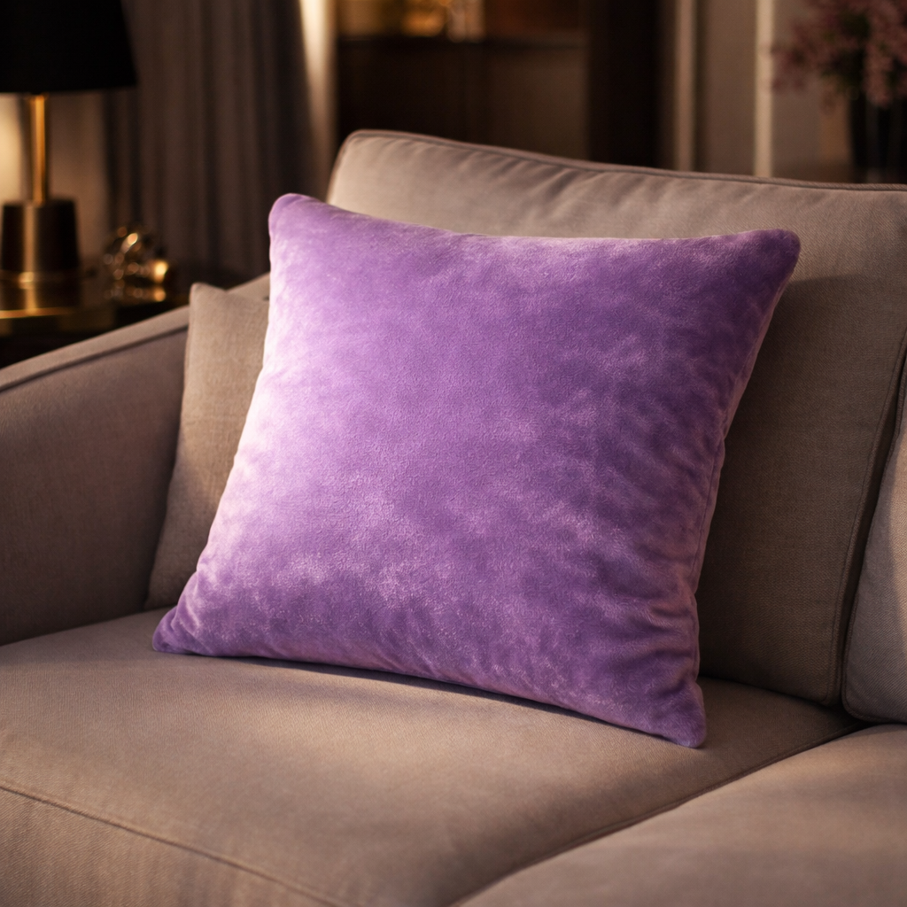 Elegant Lavender Velvet Cushion for Sofa & Living Room Decor