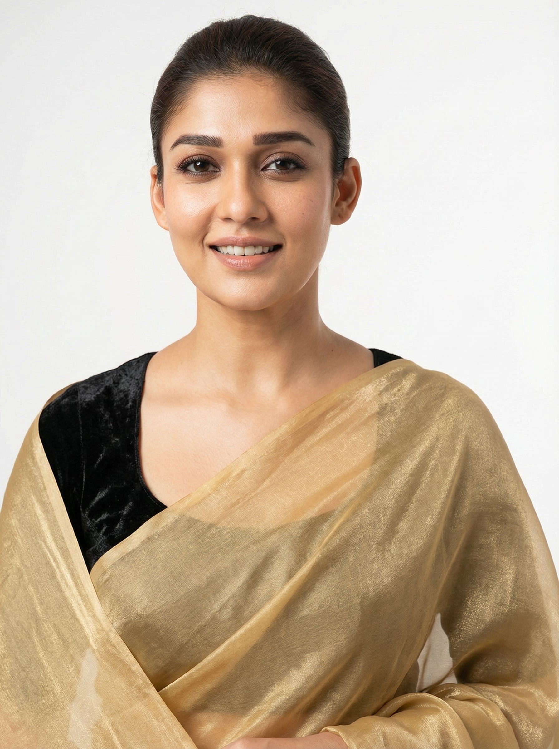 Yellow fandy saree with velvet blouse
