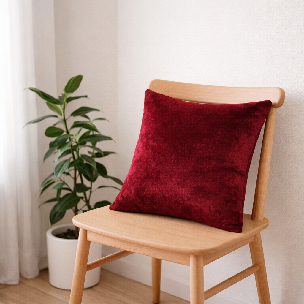 Elegant Maroon Velvet Cushion for Sofa & Living Room Decor
