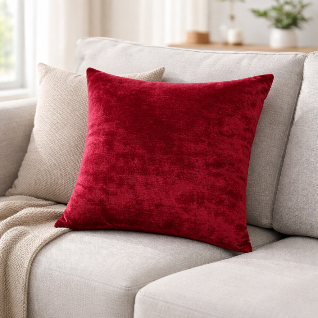 Elegant Maroon Velvet Cushion for Sofa & Living Room Decor