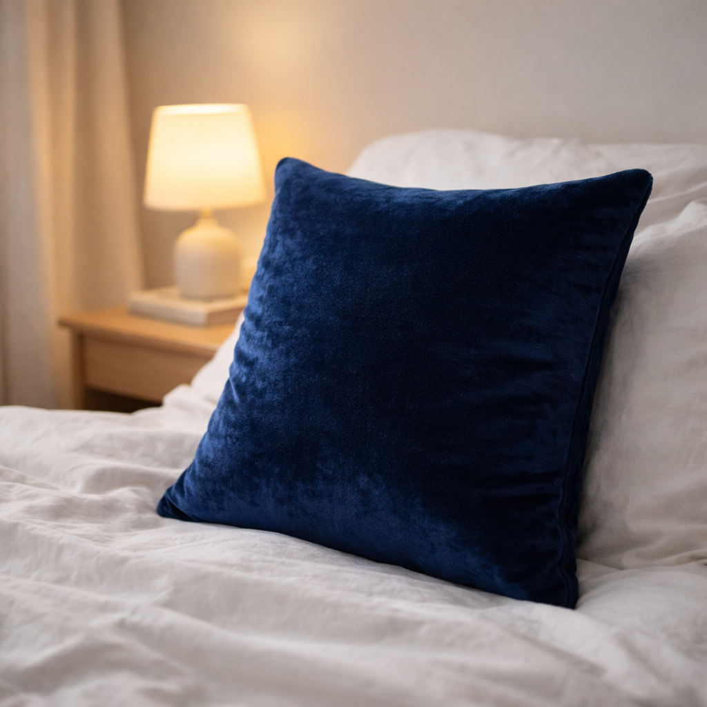 Midnight Blue Velvet Cushion for Sofa & Living Room Decor
