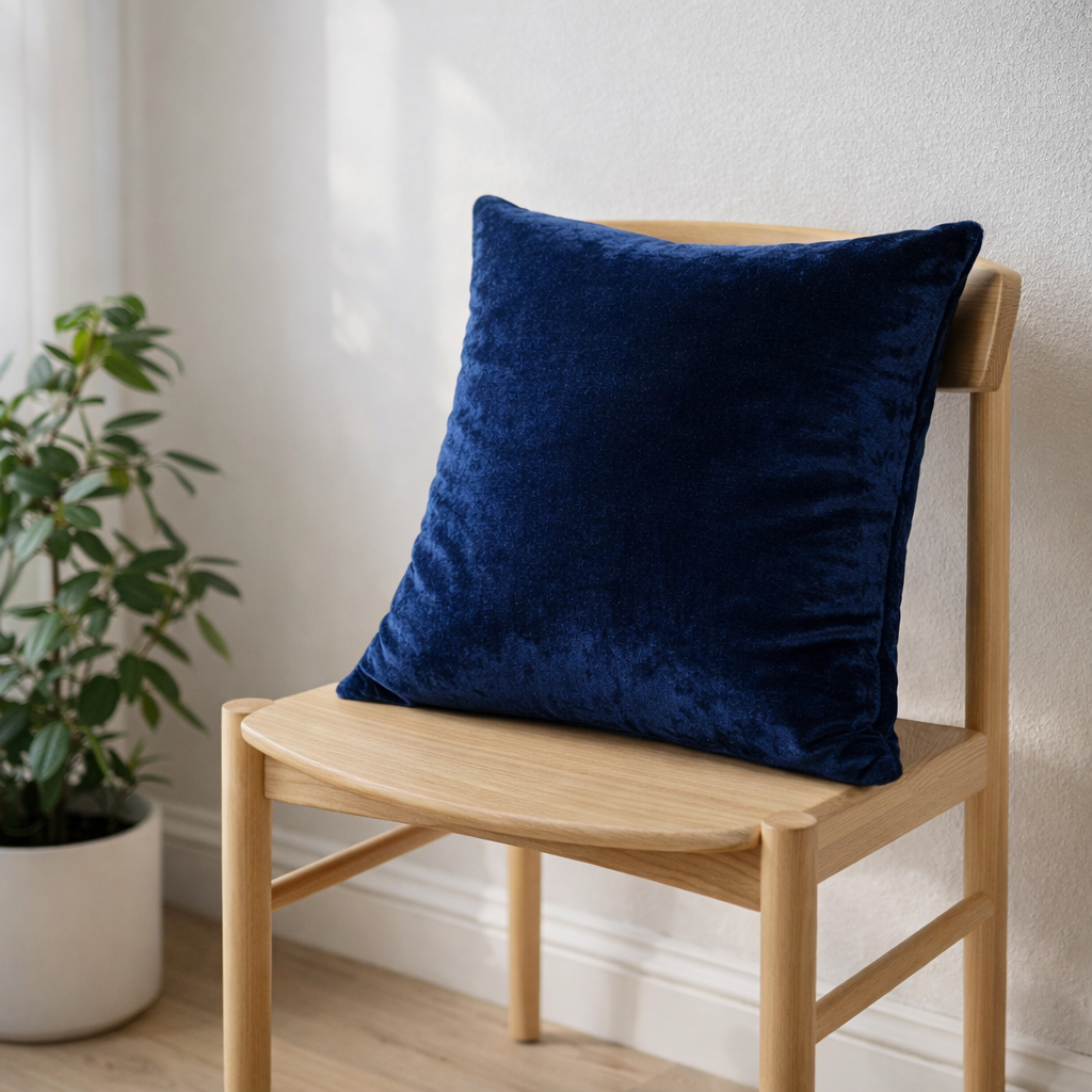 Midnight Blue Velvet Cushion for Sofa & Living Room Decor