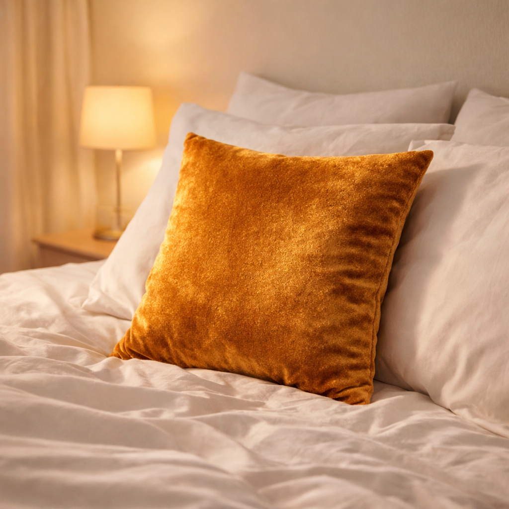 Mustard Velvet Cushion for Sofa & Living Room Decor