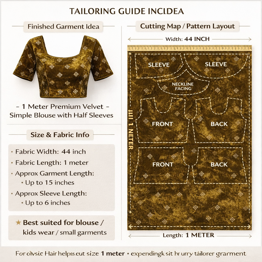 Buy Mustard Square Embroidery Velvet Fabric 1 Meter Online | Weave Store