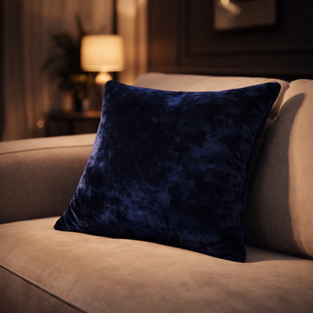 Navy Blue Plain Velvet Cushion for Sofa | Soft Premium Velvet Cushion Home Decor