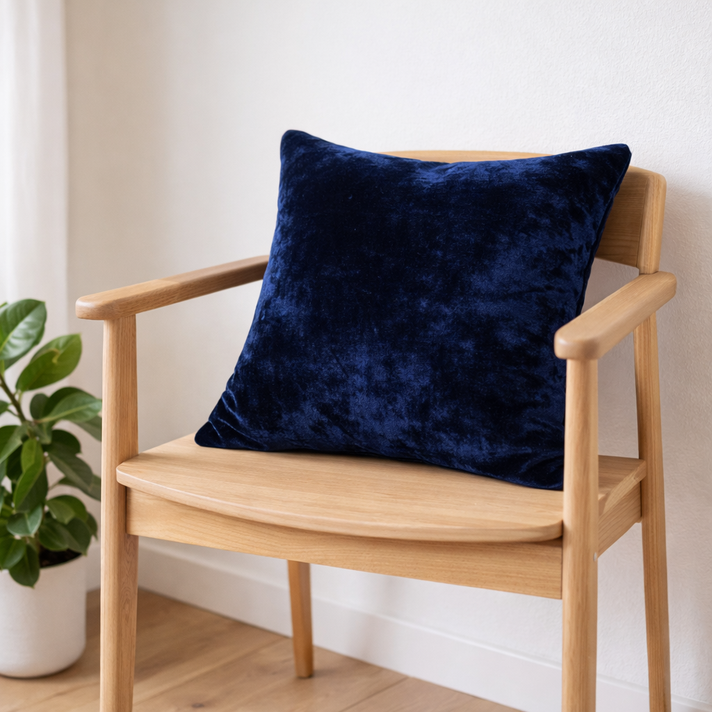 Navy Blue Plain Velvet Cushion for Sofa | Soft Premium Velvet Cushion Home Decor