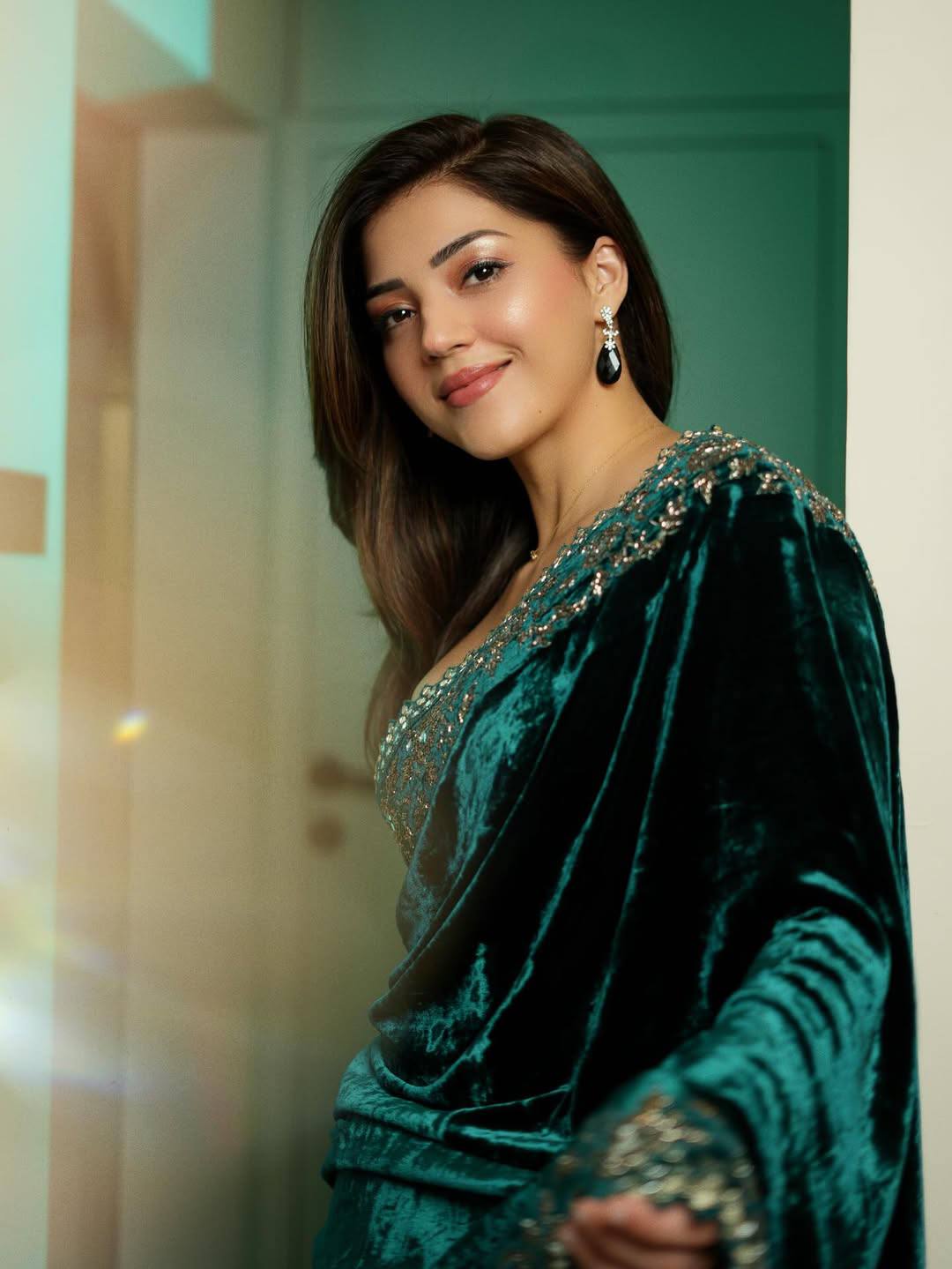 viscose velvet saree with 5mm sequins and zari dori embroidery