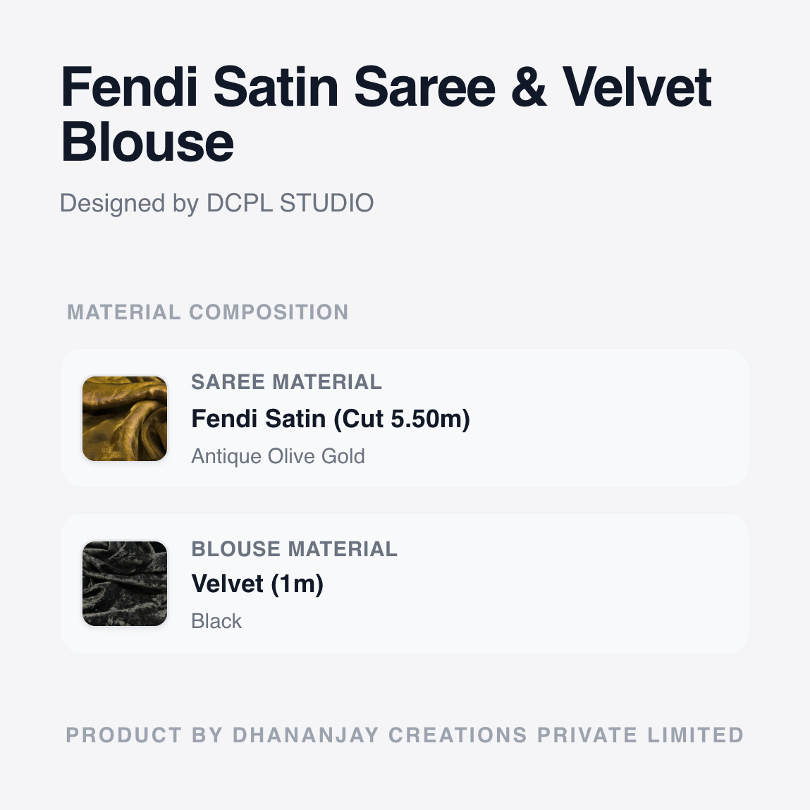 Antique Olive Gold Fandy Saree with Velvet Blouse | Heritage Tone Saree with Elegant Metallic Touch