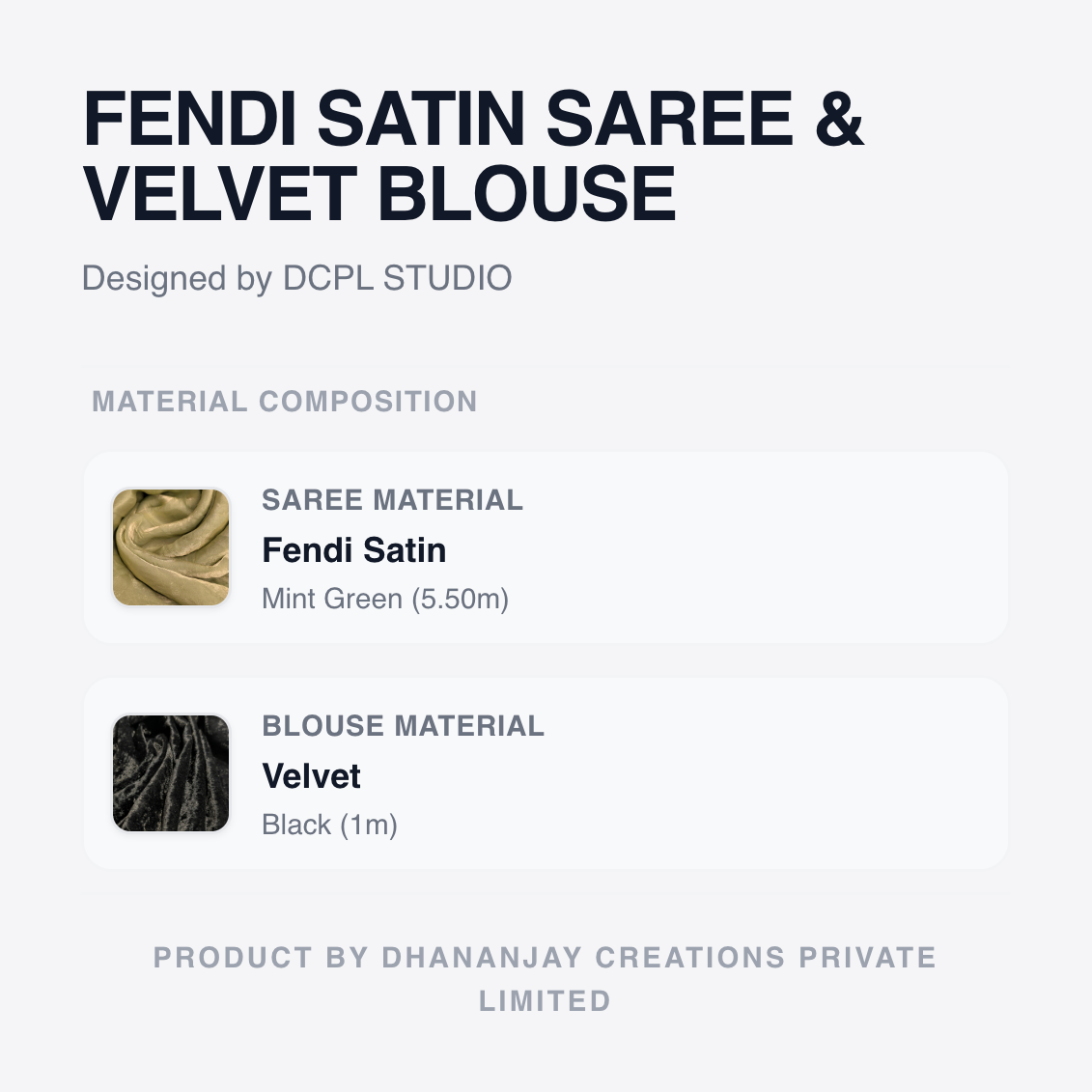 Mint Green Premium Fandy Saree Set with Velvet Blouse Fabric | Graceful Ethnic Wear