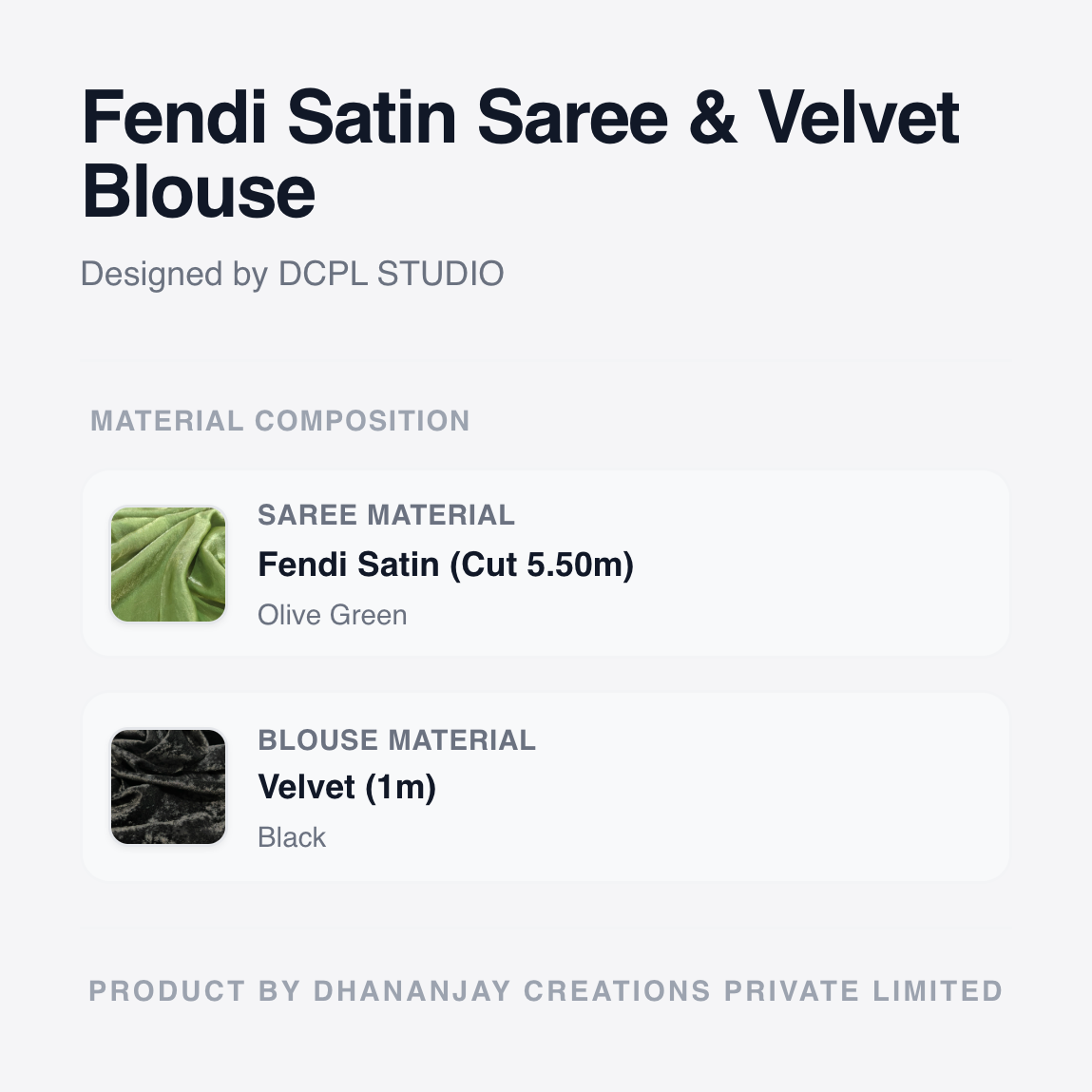 Olive Green Fandy Saree with Velvet Blouse | Subtle Earth-Tone Saree with Premium Appeal