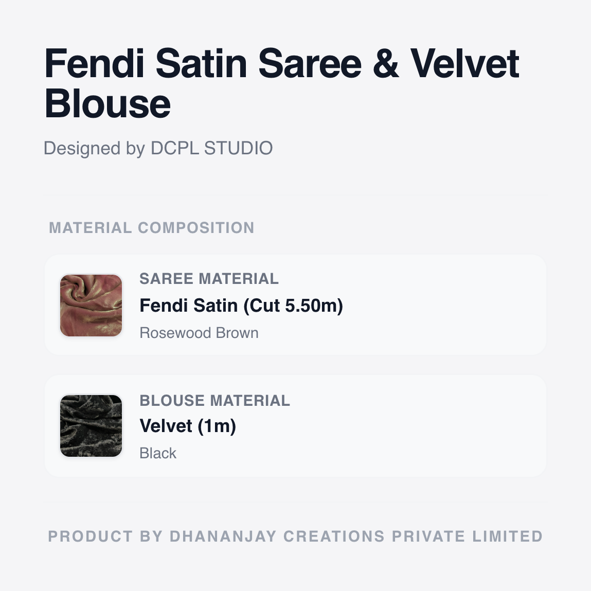 Rosewood Brown Fandy Saree with Velvet Blouse | Earthy Tone Saree with Luxurious Finish