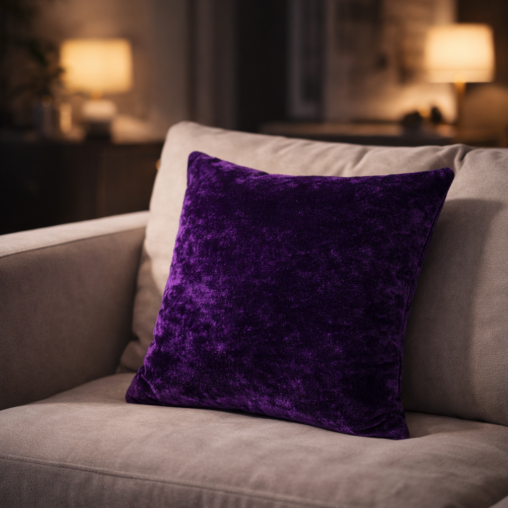 Purple Plain Velvet Cushion for Sofa | Soft Premium Velvet Cushion Home Decor