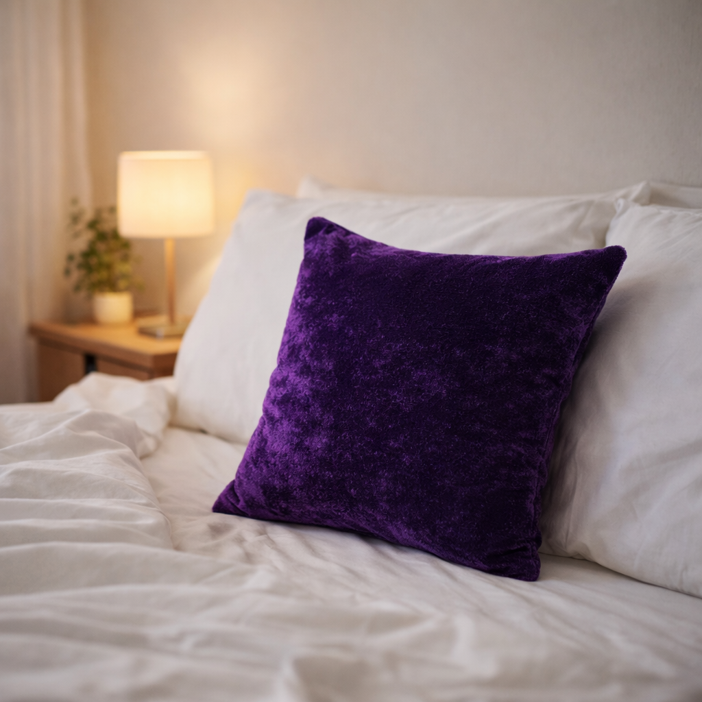 Purple Plain Velvet Cushion for Sofa | Soft Premium Velvet Cushion Home Decor
