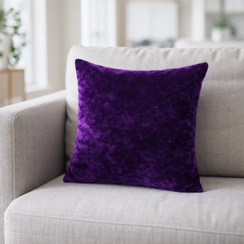 Purple Plain Velvet Cushion for Sofa | Soft Premium Velvet Cushion Home Decor