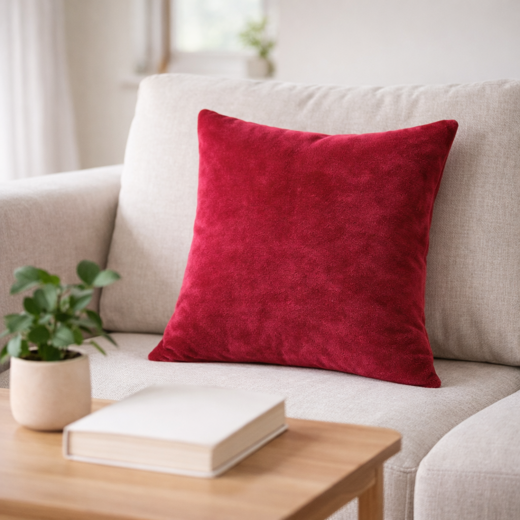 Rani Pink Plain Velvet Cushion for Sofa | Soft Premium Velvet Cushion Home Decor