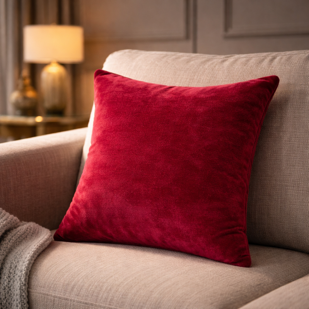 Rani Pink Plain Velvet Cushion for Sofa | Soft Premium Velvet Cushion Home Decor