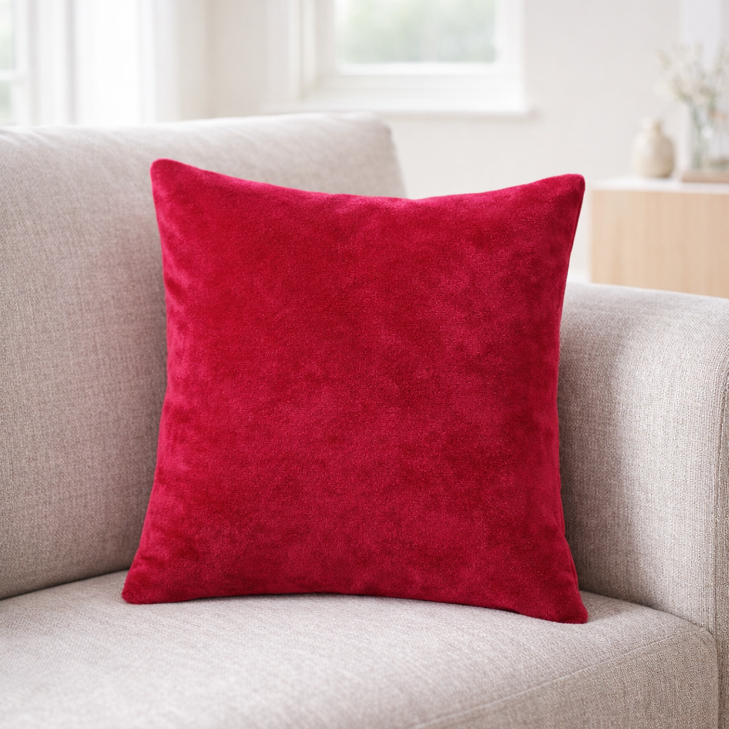 Rani Pink Plain Velvet Cushion for Sofa | Soft Premium Velvet Cushion Home Decor