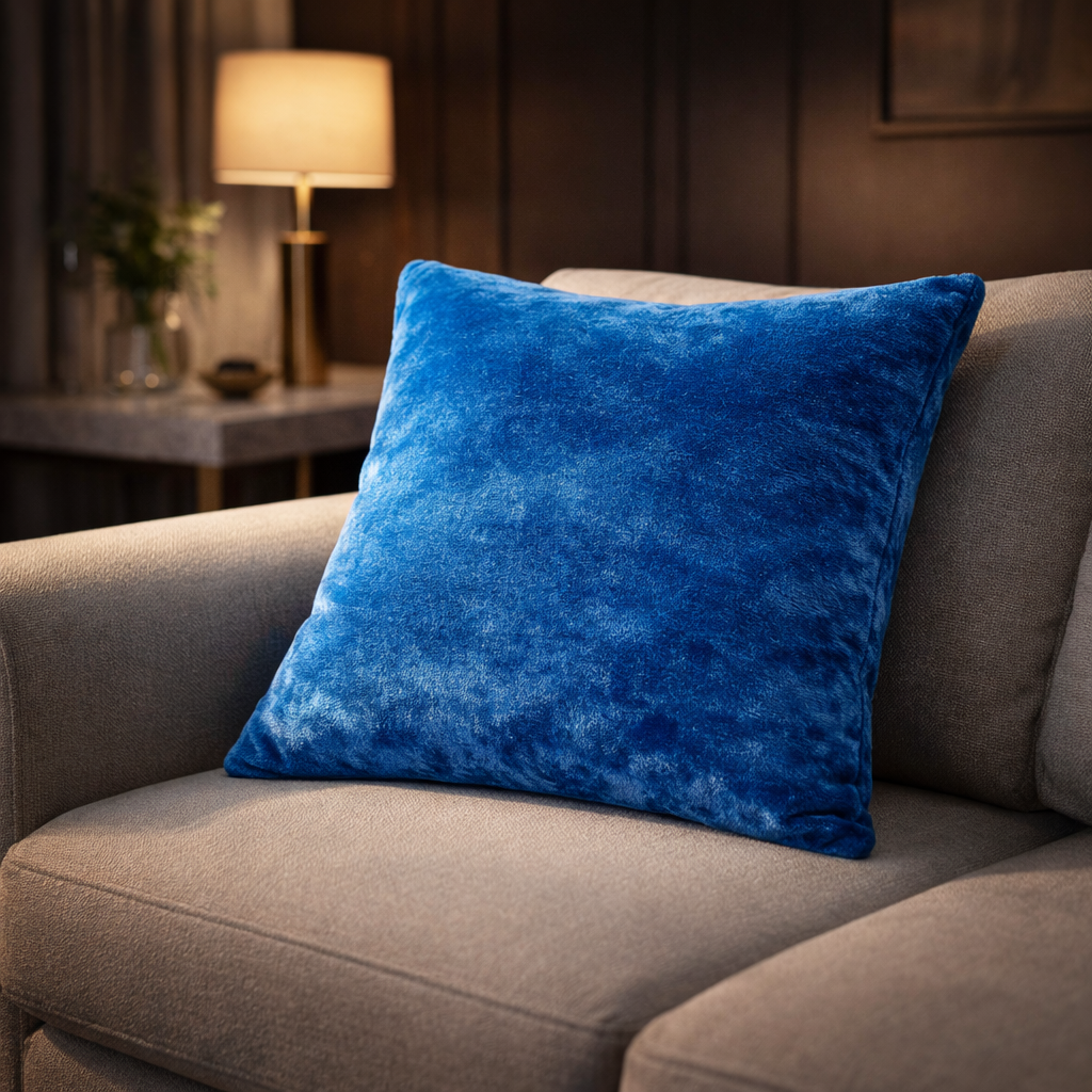 Sky Blue Plain Velvet Cushion for Sofa | Soft Premium Velvet Cushion Home Decor