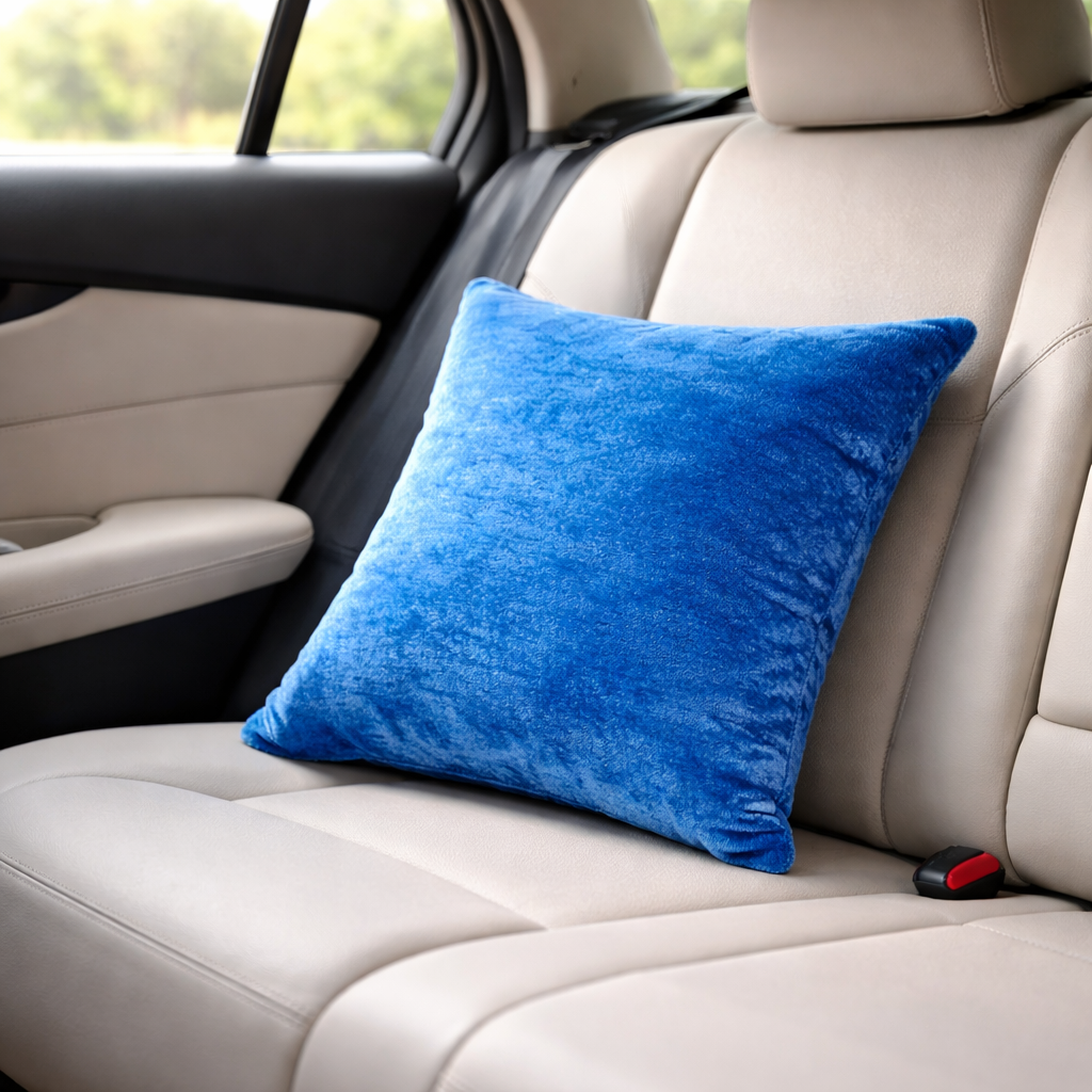 Sky Blue Plain Velvet Cushion for Sofa | Soft Premium Velvet Cushion Home Decor