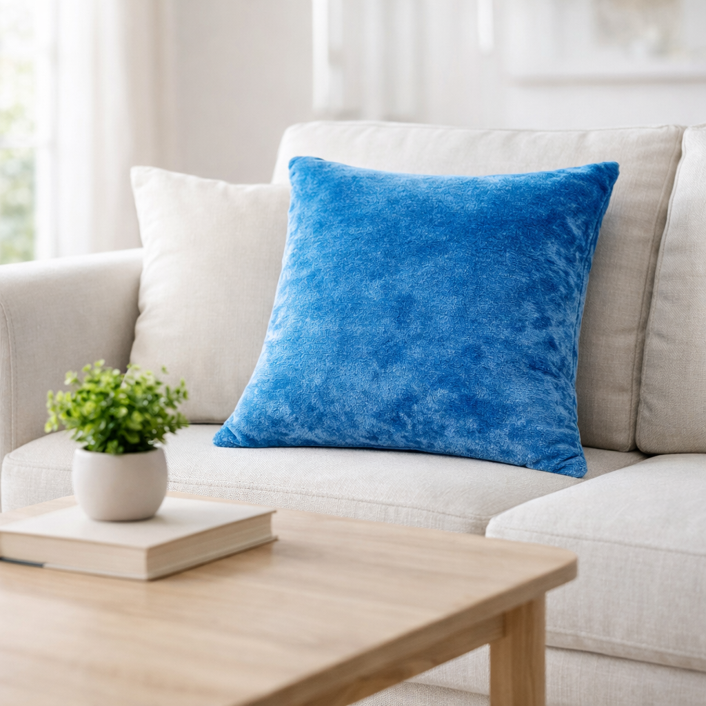 Sky Blue Plain Velvet Cushion for Sofa | Soft Premium Velvet Cushion Home Decor