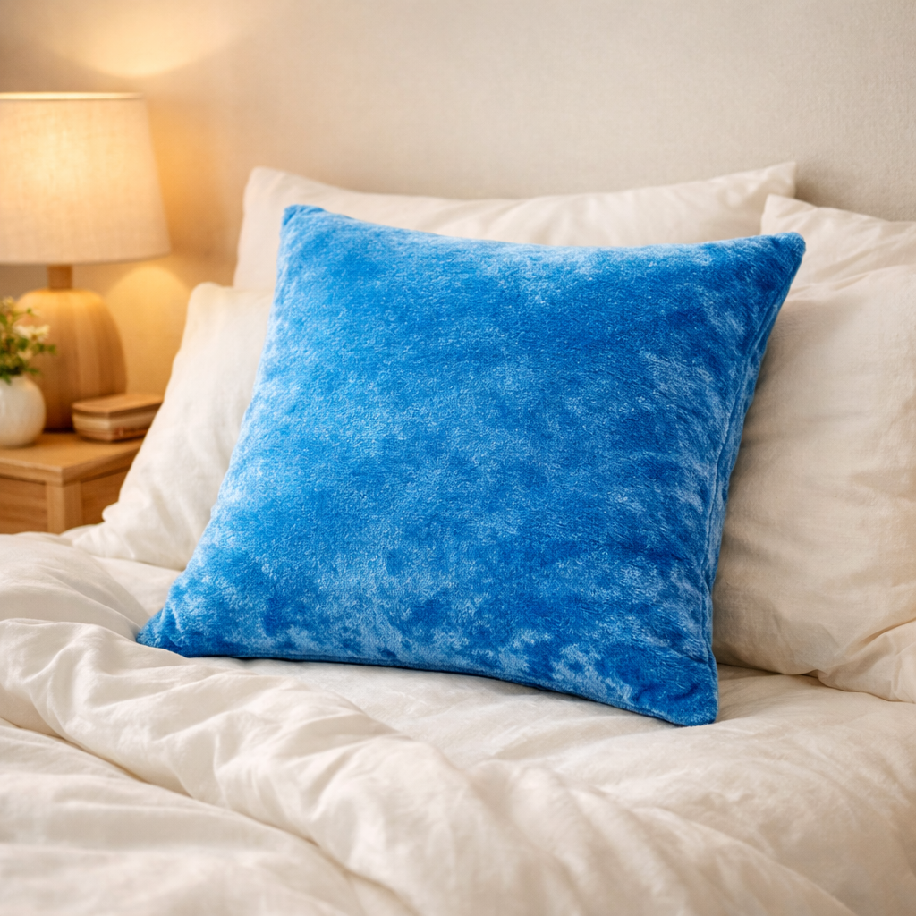 Sky Blue Plain Velvet Cushion for Sofa | Soft Premium Velvet Cushion Home Decor