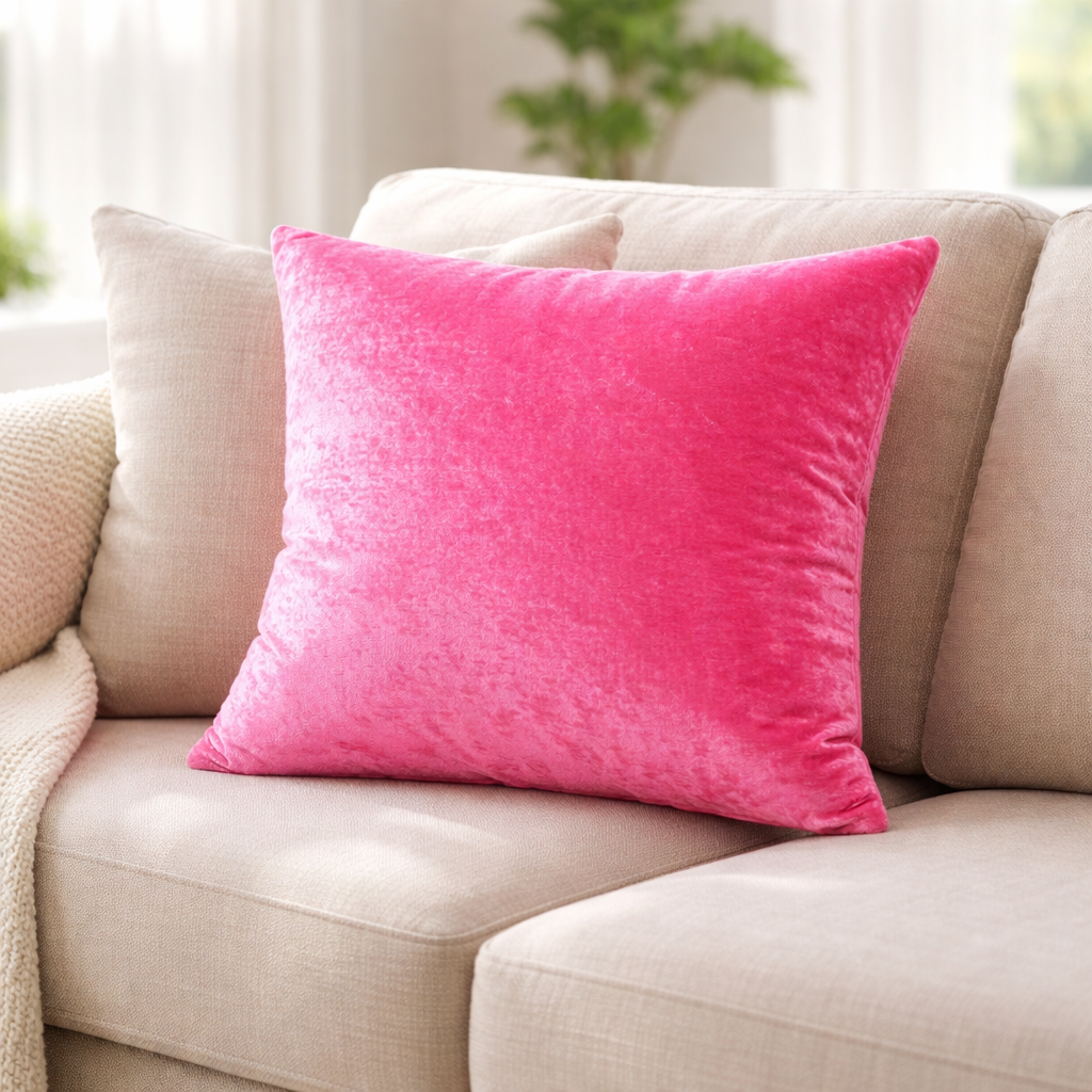 Baby Pink Velvet Cushion | Soft Luxury Decorative Cushion
