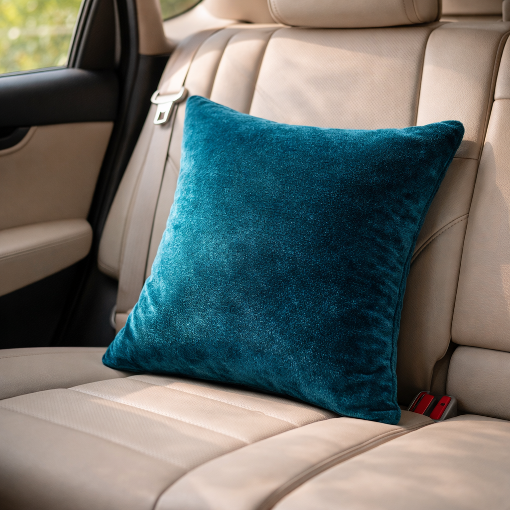 Teal Plain Velvet Cushion for Sofa | Soft Premium Velvet Cushion Home Decor