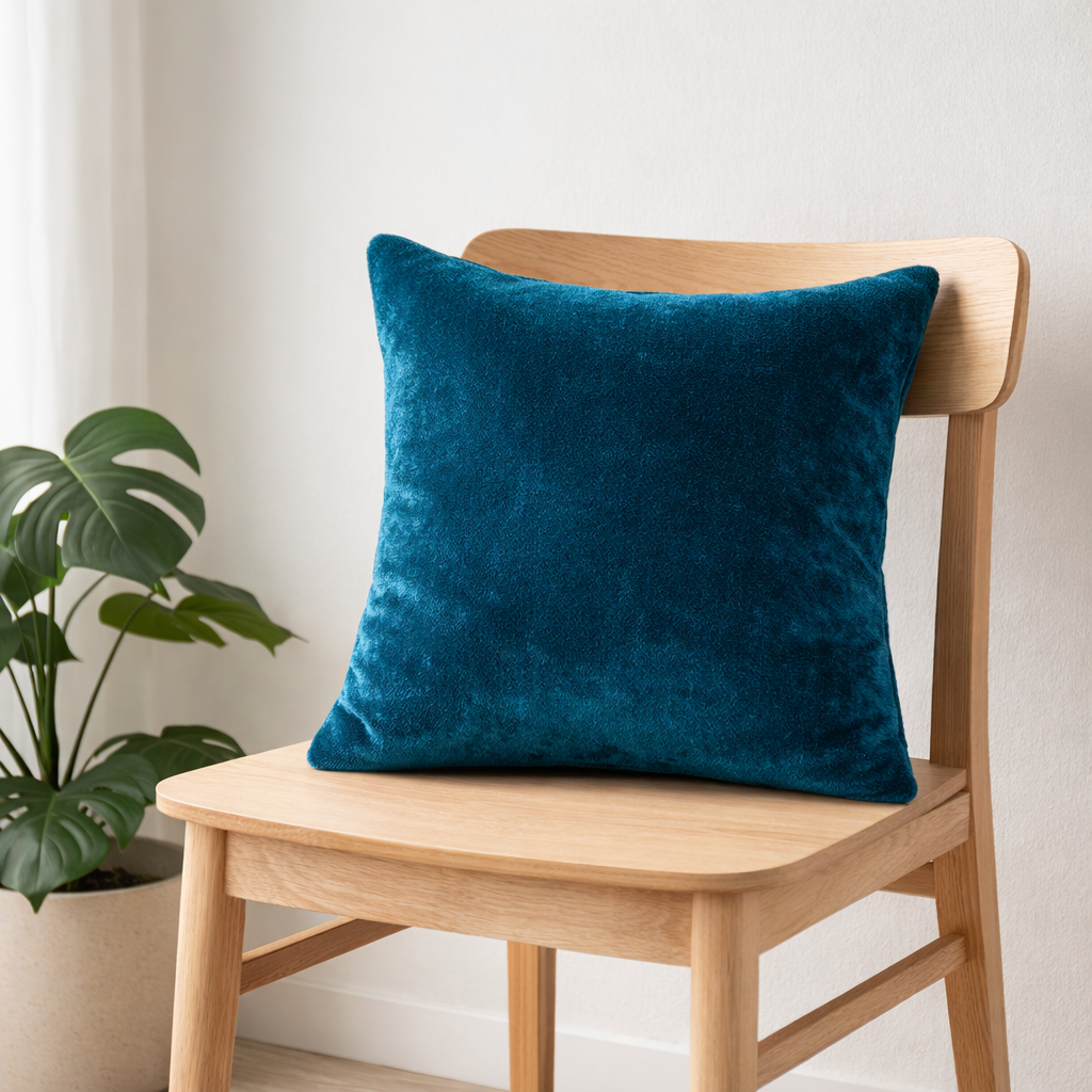 Teal Plain Velvet Cushion for Sofa | Soft Premium Velvet Cushion Home Decor