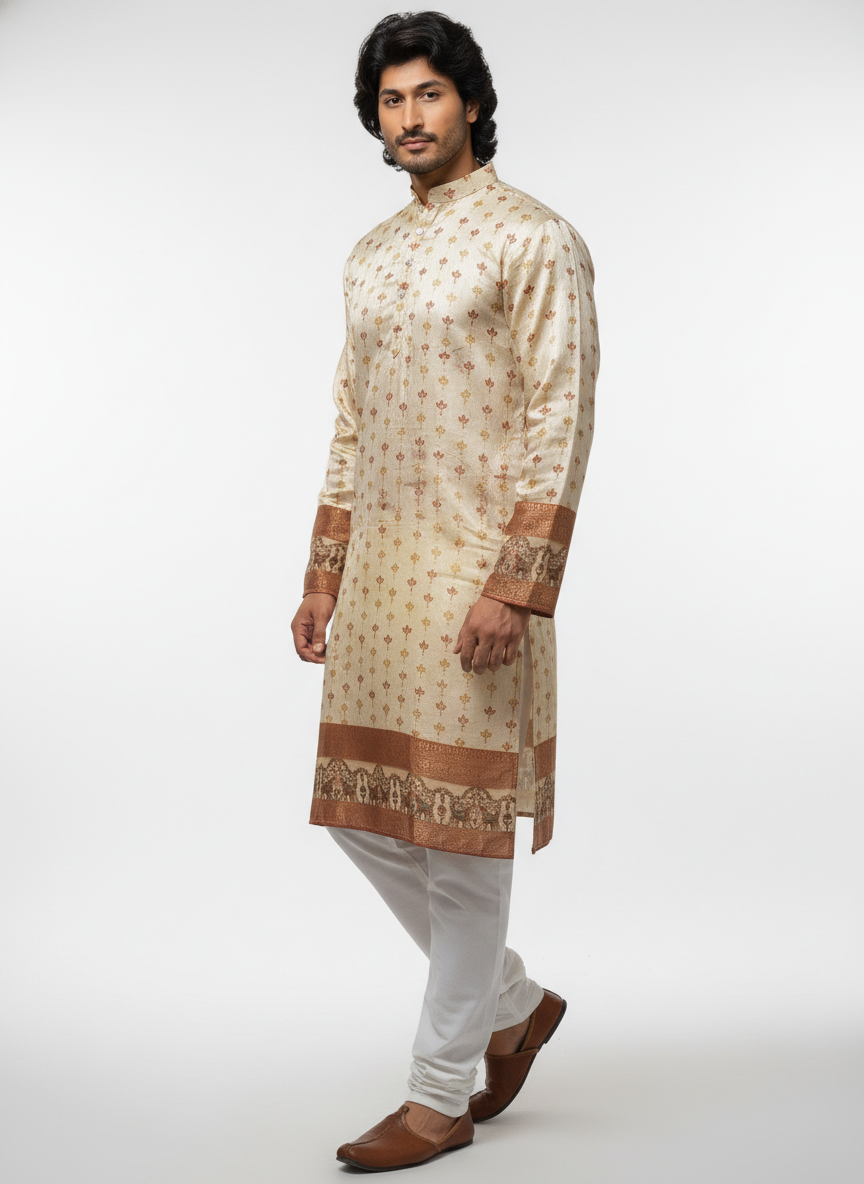 men cobra jacquard daman designer kurta ethnic wear