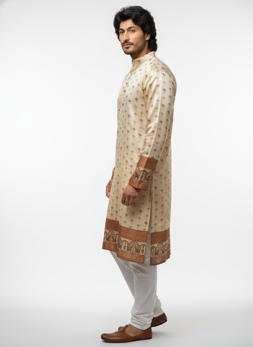 men cobra jacquard daman designer kurta ethnic wear