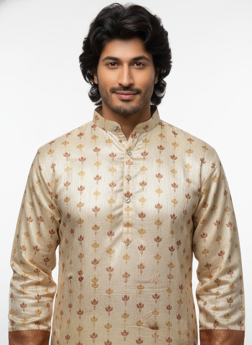 men cobra jacquard daman designer kurta ethnic wear