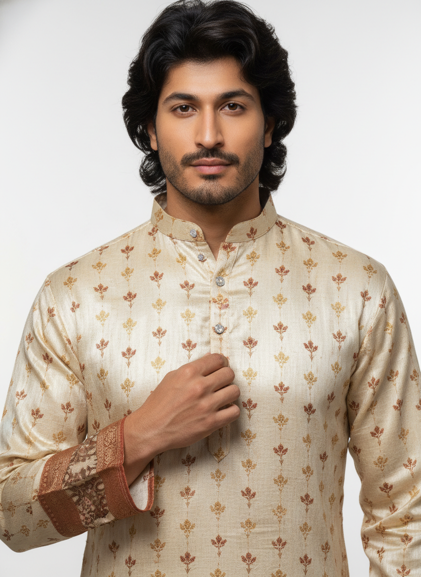 men cobra jacquard daman designer kurta ethnic wear