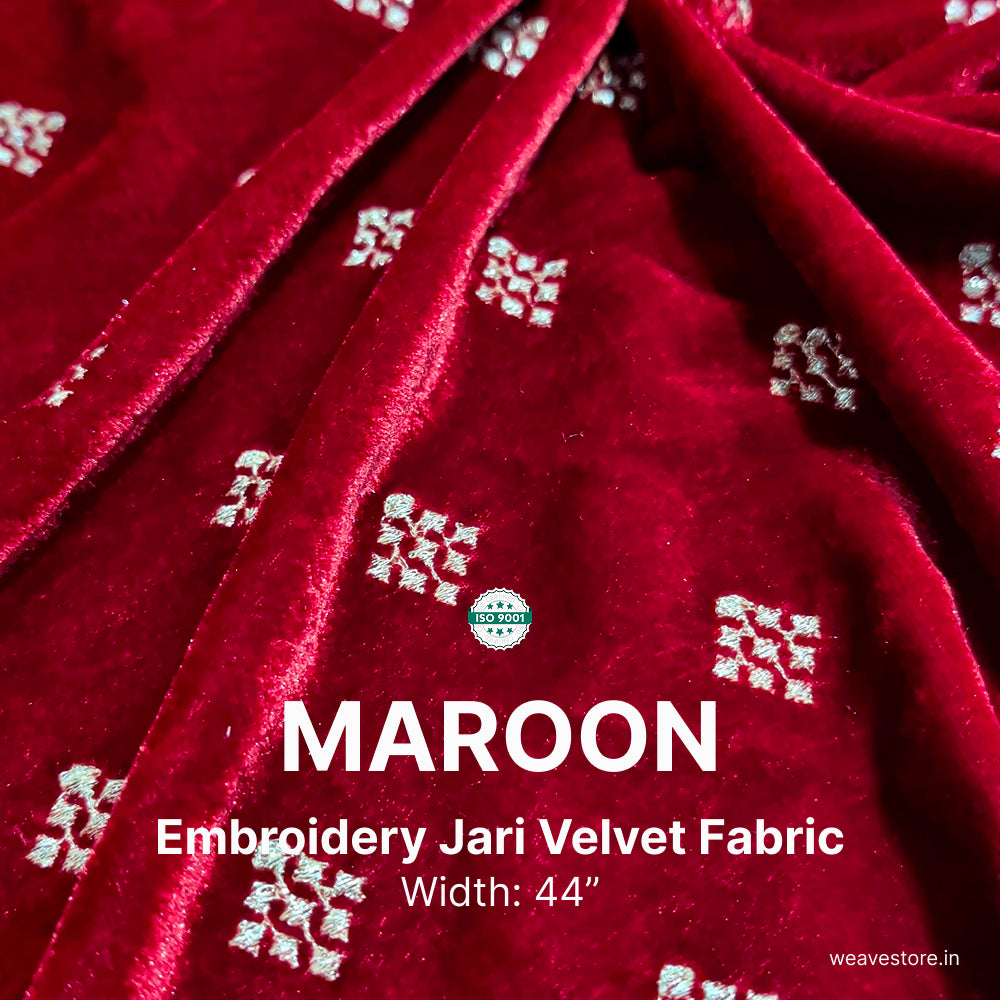 Premium Embroidery Fabric with Elegant Square Butti Design for Ethnic & Designer Wear