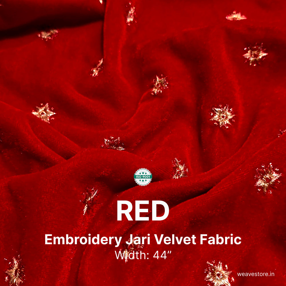Star Butti Embroidered Fabric | Elegant Designer Embroidery Material for Ethnic & Festive Wear