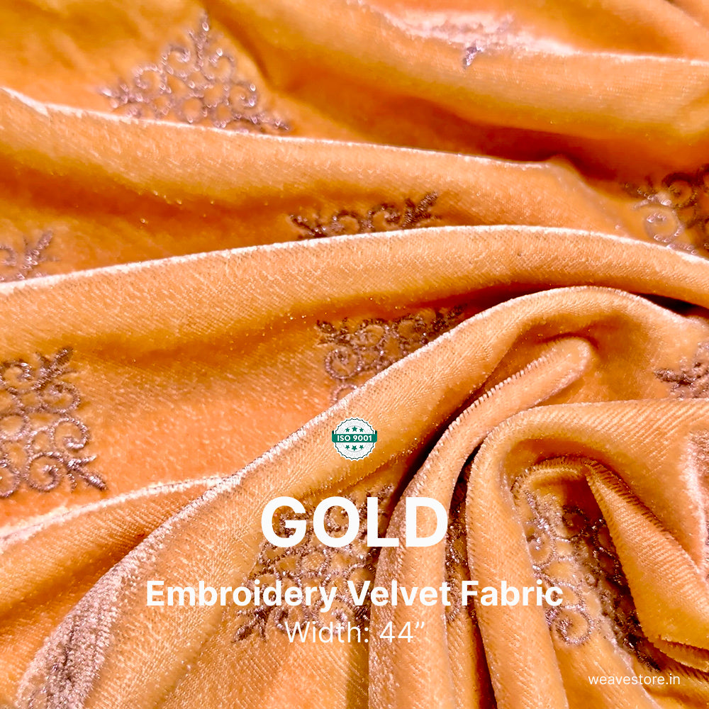 Embroidery Velvet Fabric – Kite Butti Design | Premium Soft Velvet Fabric for Kurti, Blouse & Designer Wear
